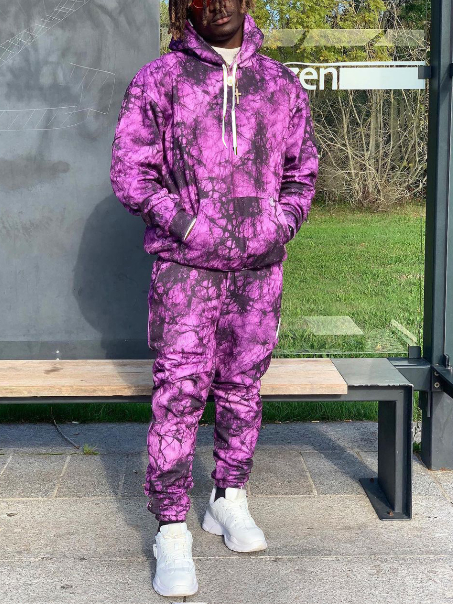 

LW Men Tie-dye Oversized Pants Set, Purple