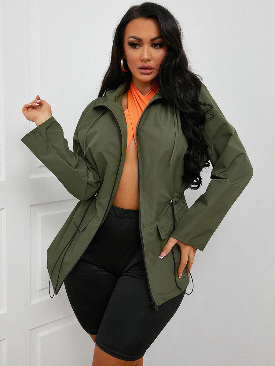 

LW Drawstring Pocket Design Jacket, Army green