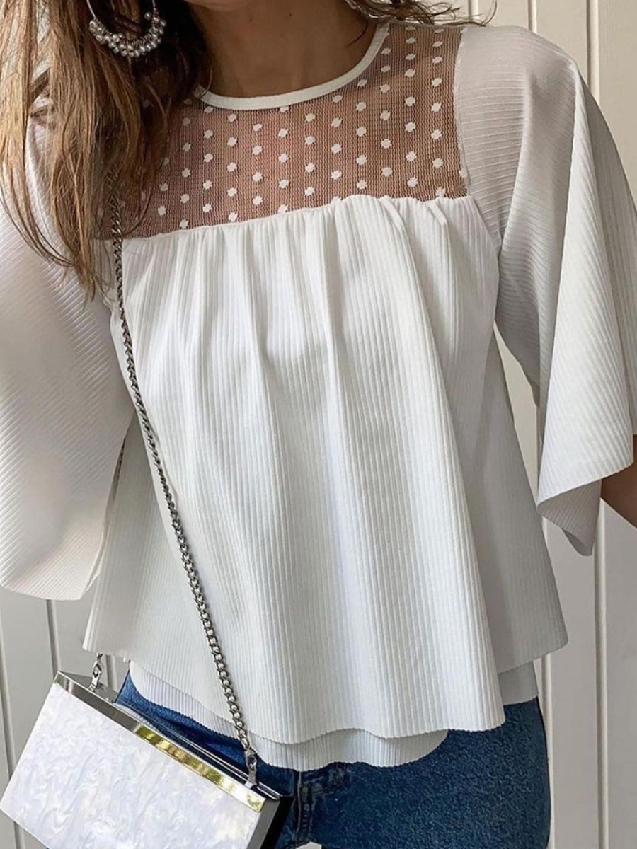 

LW Fold Design See-through T-shirt, White
