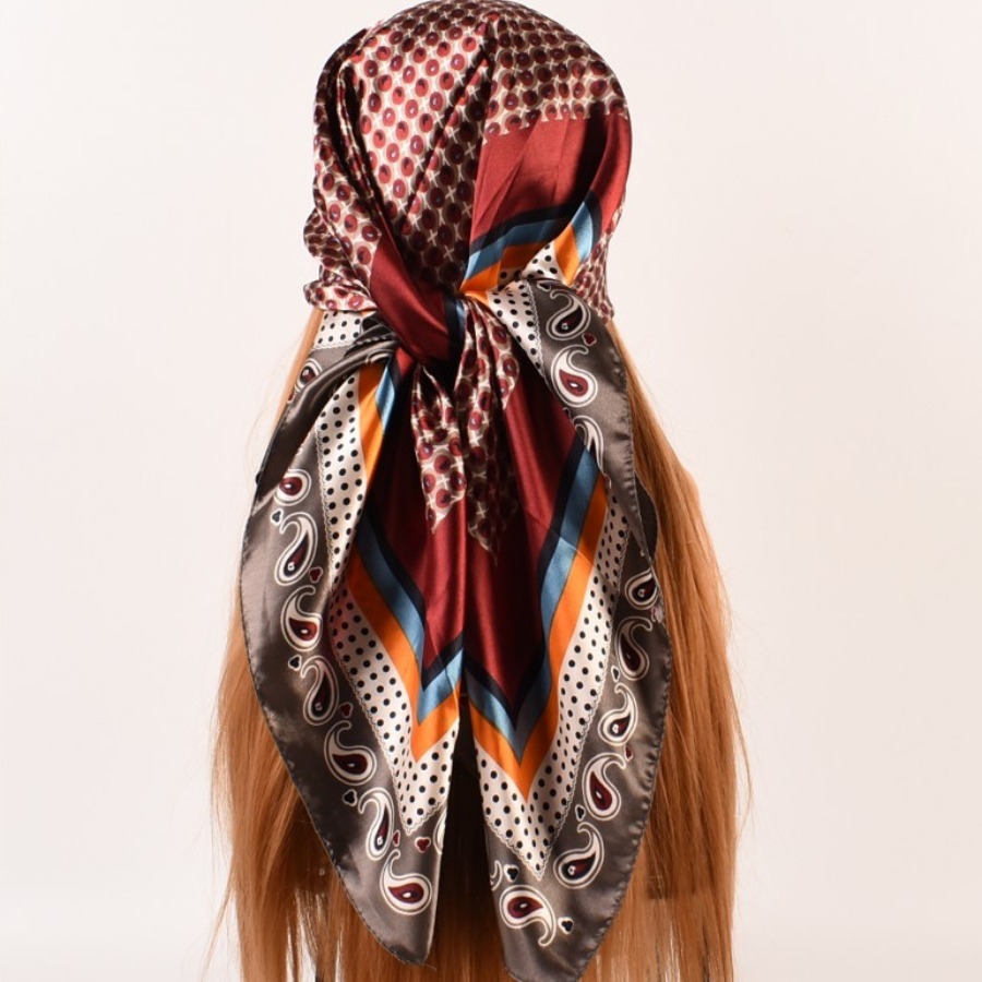 

LW Dot Print Large Print Bandana Headband, Coffee