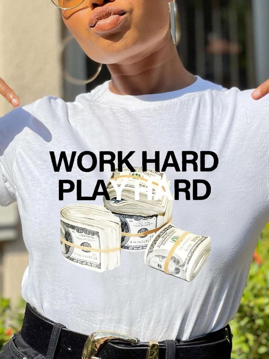 

LW Money Letter Print T-shirt, White