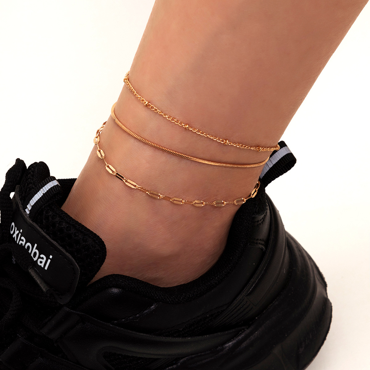 Lovely Geometric Hollow Anklet, Gold
