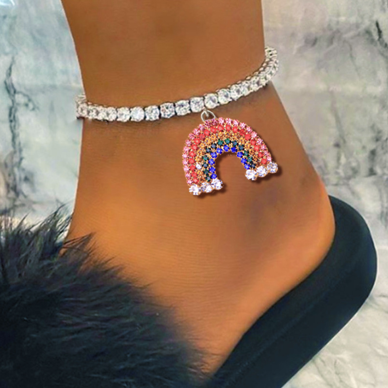 

LW Crystal Rainbow Decoration Anklet, Gold