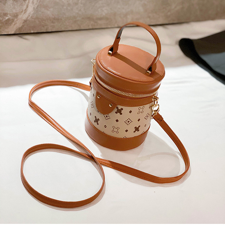 

Lovely Geometric Decoration Cylindrical Messenger Bag, Brown