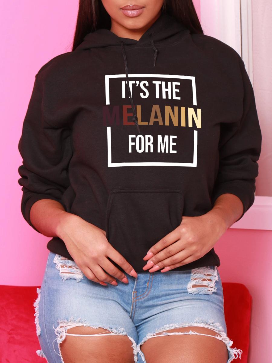 LW Letter Print Kangaroo Pocket Hoodie
