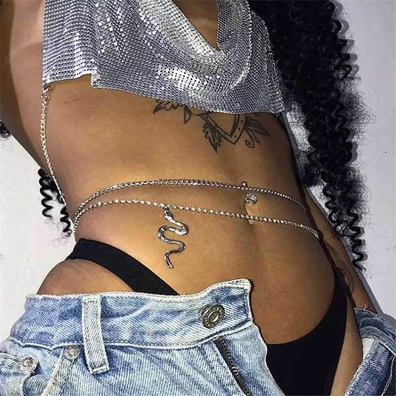 

LW SXY Snake Decoration Waist Chain, Silver