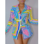 LW Turndown Collar Mixed Print Blazer
