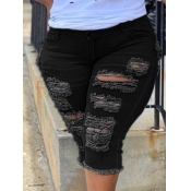 LW Plus Size Ripped Raw Edge Denim Shorts