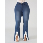 LW Plus Size Mid Waist Stretchy Slit Raw Edge Jean