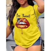 LW Lip Letter Bee Print T-shirt