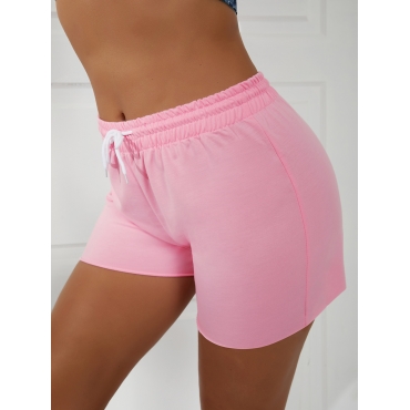 

Lovely Mid Waist Drawstring Shorts, Pink