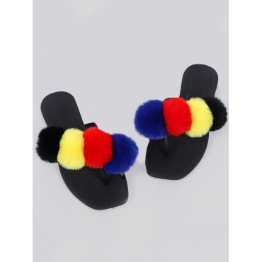 

Lovely Casual Striped Fluffy Multicolor Slippers, Multi