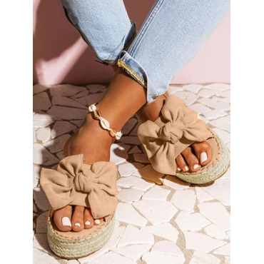 

Lovely Casual Bow-tie Decoration Brown Platform Shoes
