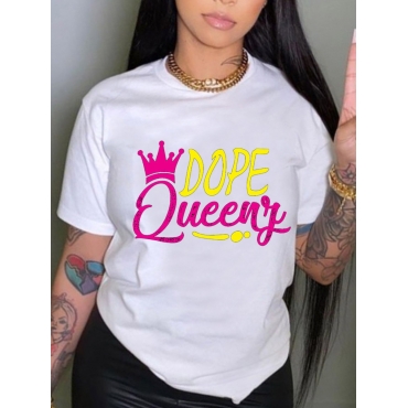 

LW Crown Letter Print T-shirt, White