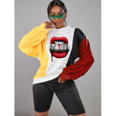 

LW Lip Money Print Oversized Hoodie, Multi