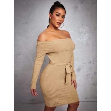 

LW Fold-over Bandage Design Bodycon Dress, Khaki
