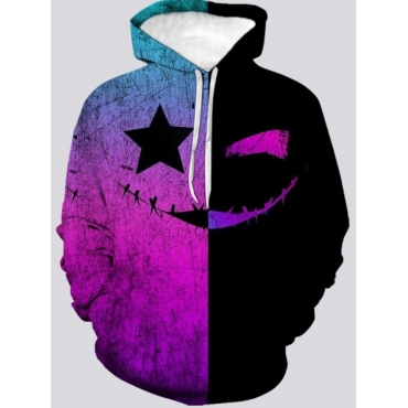 

LW Gradient Star Print Oversized Hoodie, Black