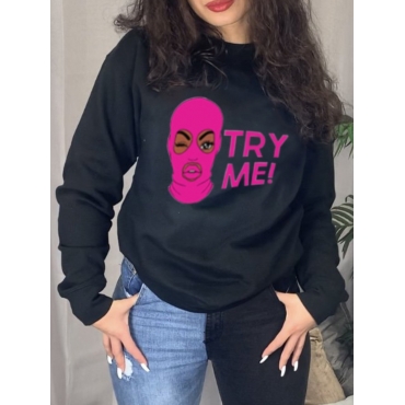 

LW Portrait Letter Print Oversized Hoodie, Black