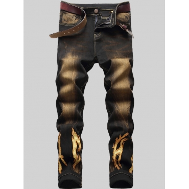 

LW Men Gradient Embroidered Jeans, Black