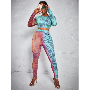 

LW Round Neck Gradient Pants Set, Multi