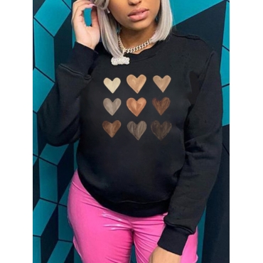 

LW BASICS Heart Print Oversized Hoodie, Black