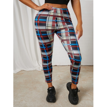 

LW Trendy Grid Print Black And Red Pants, Red and black check