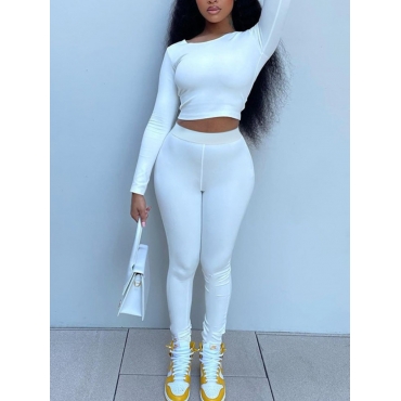 

LW Split Back Bandage Design Pants Set, White