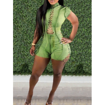 

LW Bandage Hollow-out Design One-piece Romper, Green
