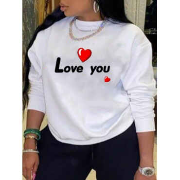 

LW Heart Letter Print Oversized Hoodie, White