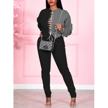 

LW Bandage Hollow-out Design Pants Set, Black