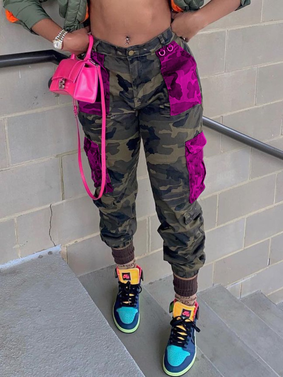 

LW BASICS Camo Print Side Pocket Pants