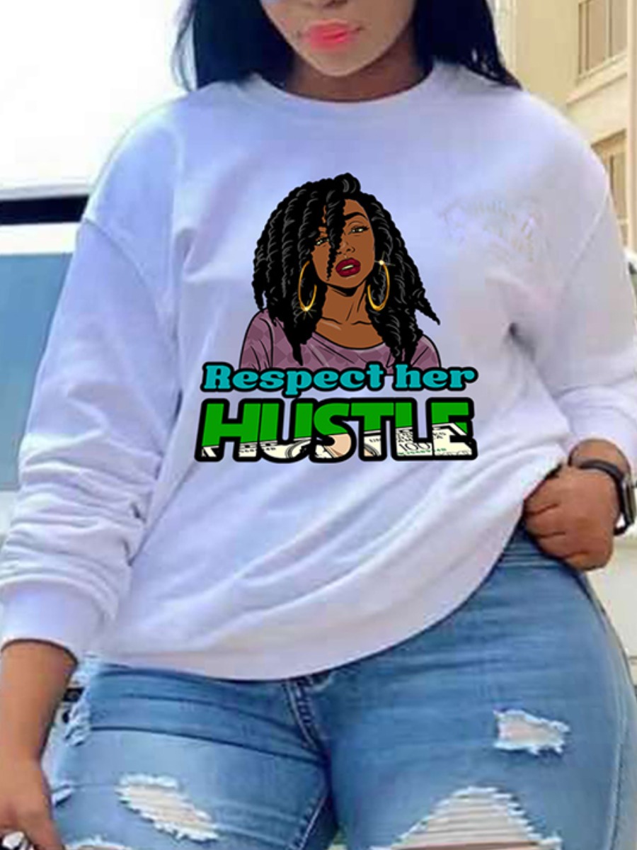 

LW Plus Size Figure Letter Print Hoodie, White