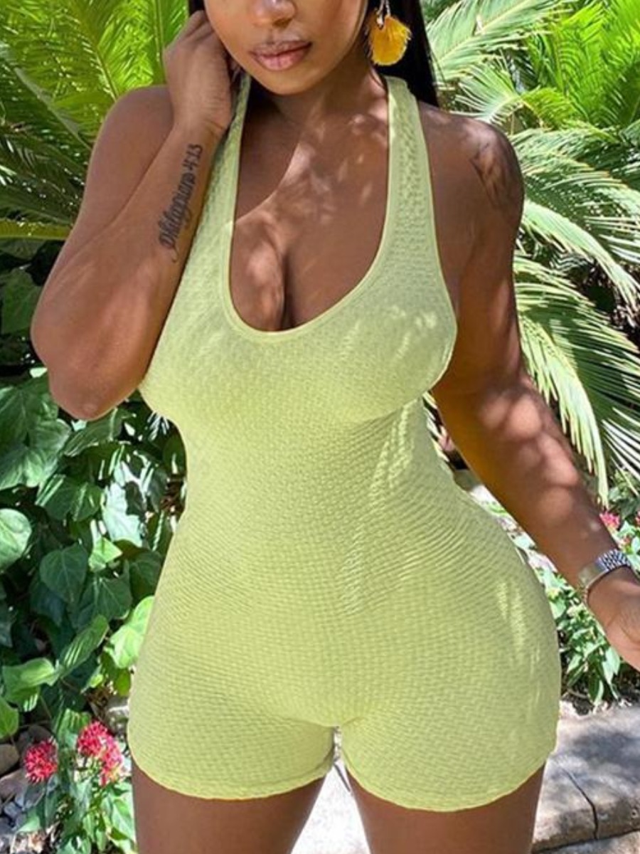 

LW BASICS Backless Skinny Romper, Yellow