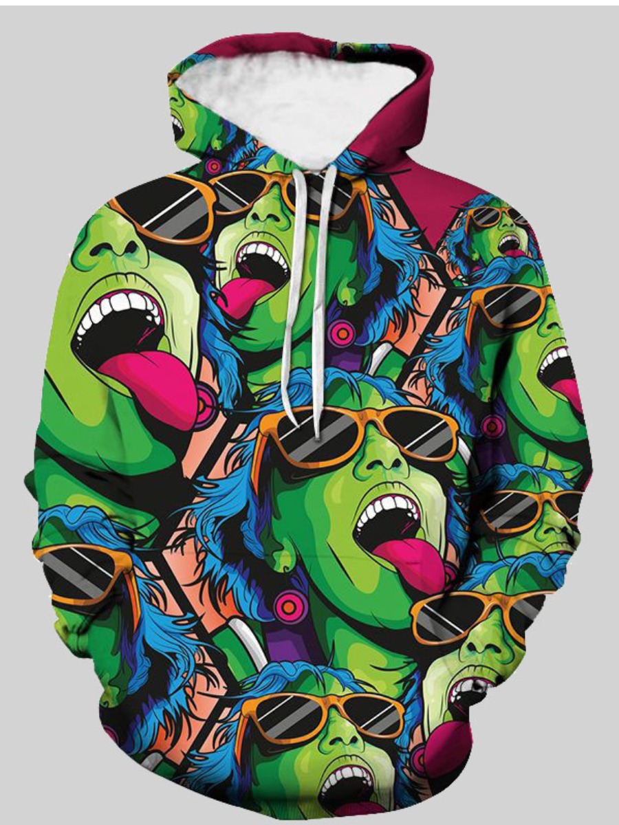 

LW Men Figure Print Oversized Hoodie, Multi