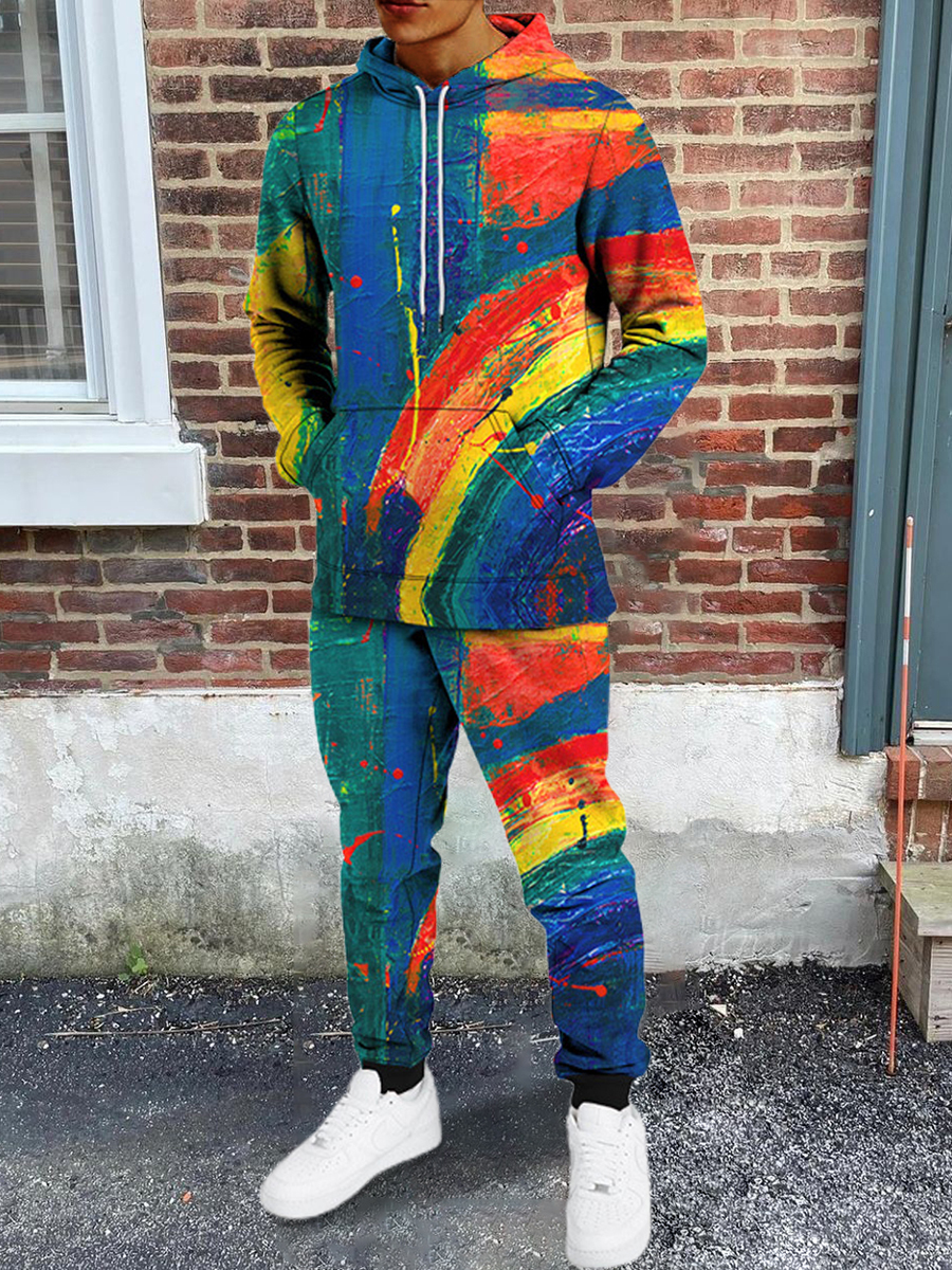 

LW Men Splash-ink Design Oversized Pants Set, Multi