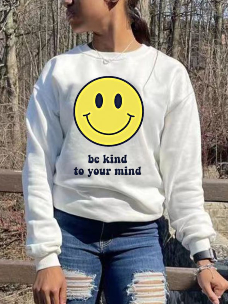 

LW Cartoon Letter Print Hoodie, White
