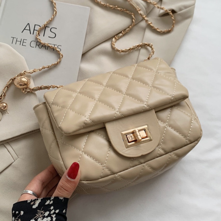 

LW Metallic Leck Chain Decoration Crossbody Bag, Khaki