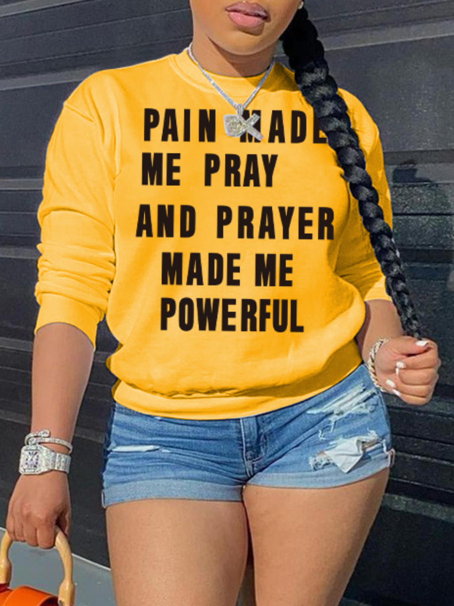 

LW Letter Print Oversized Hoodie, Yellow