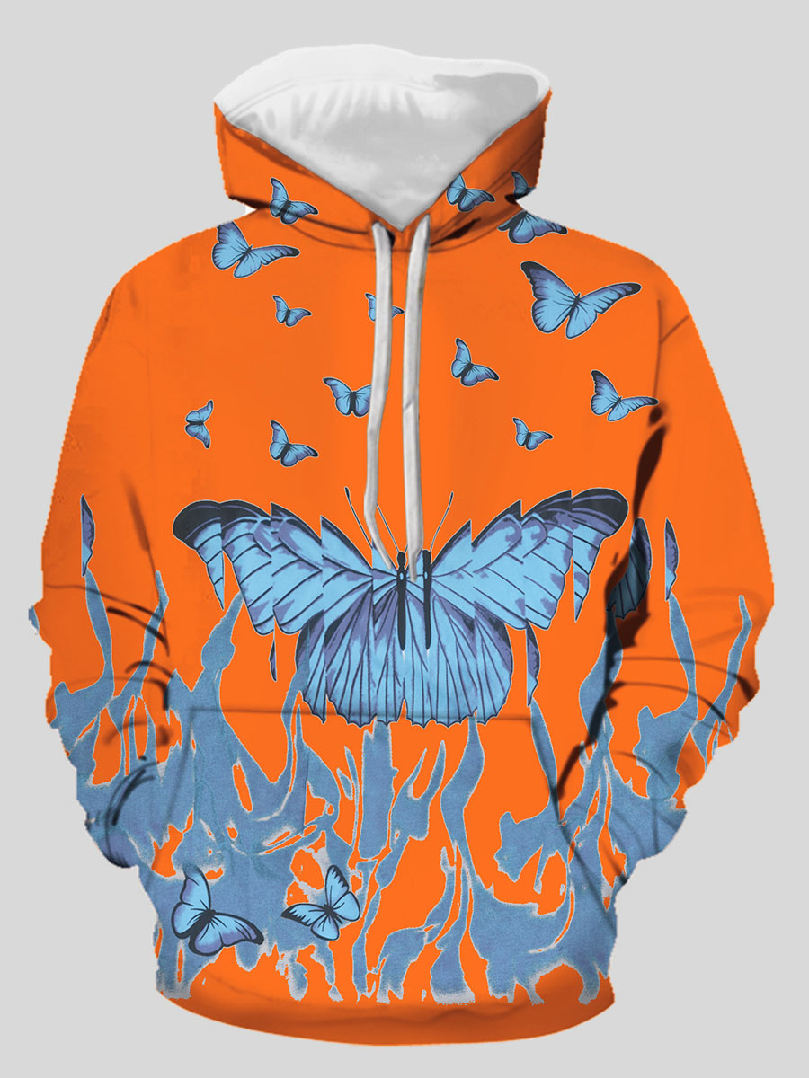 

LW Men Butterfly Print Oversized Hoodie, Orange
