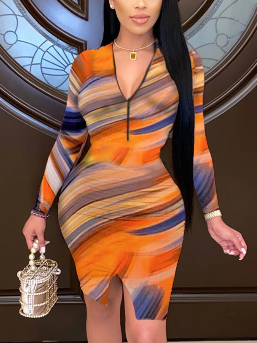 

LW Gradient Slit Bodycon Dress, Croci