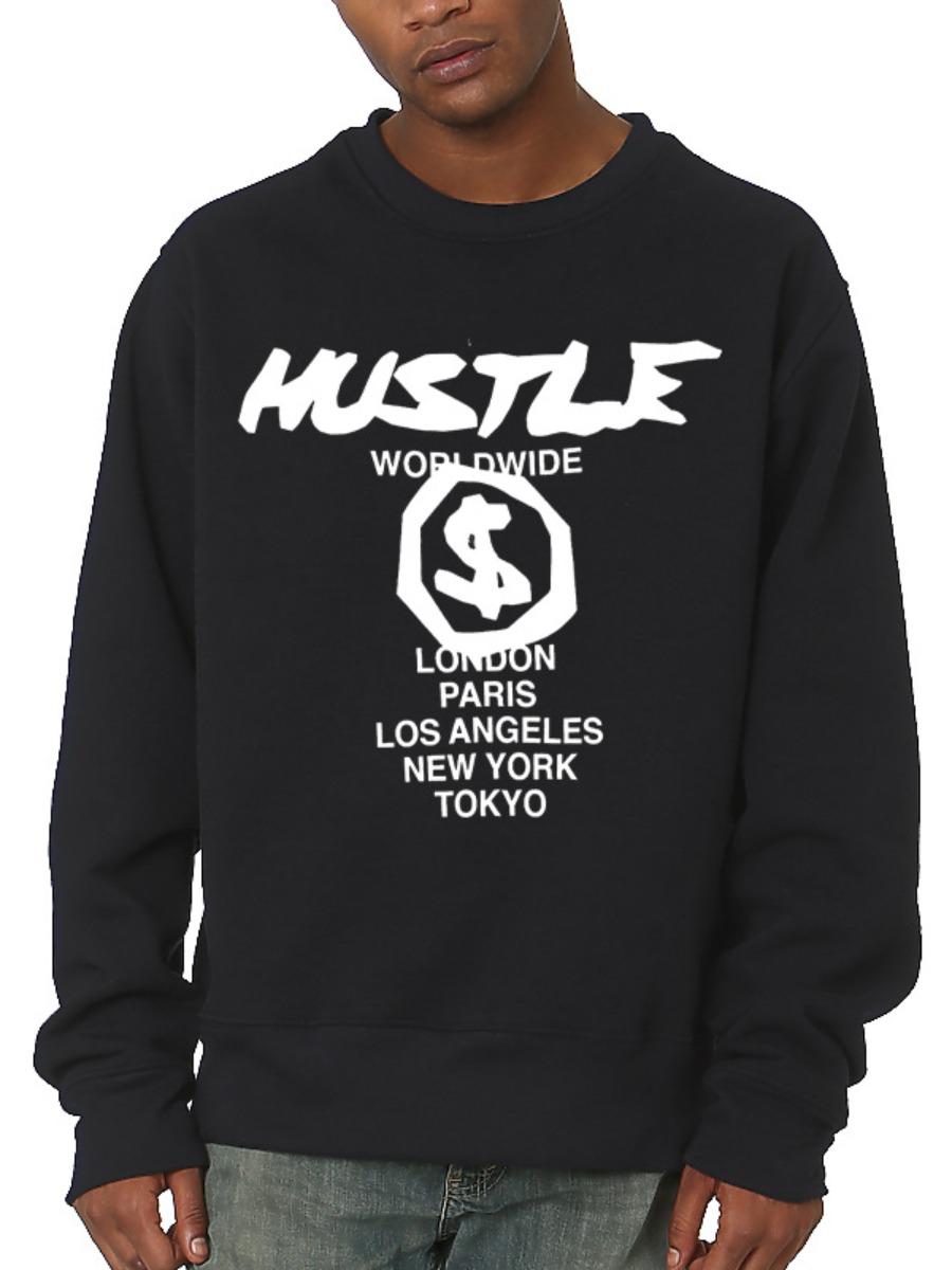 

LW BASICS Men Letter Print Oversized Hoodie, Black