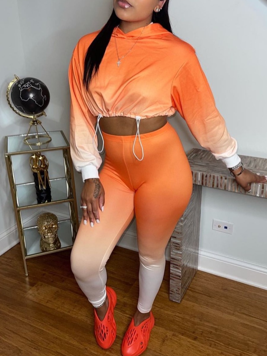 

LW Gradient Drawstring Pants Set, Orange