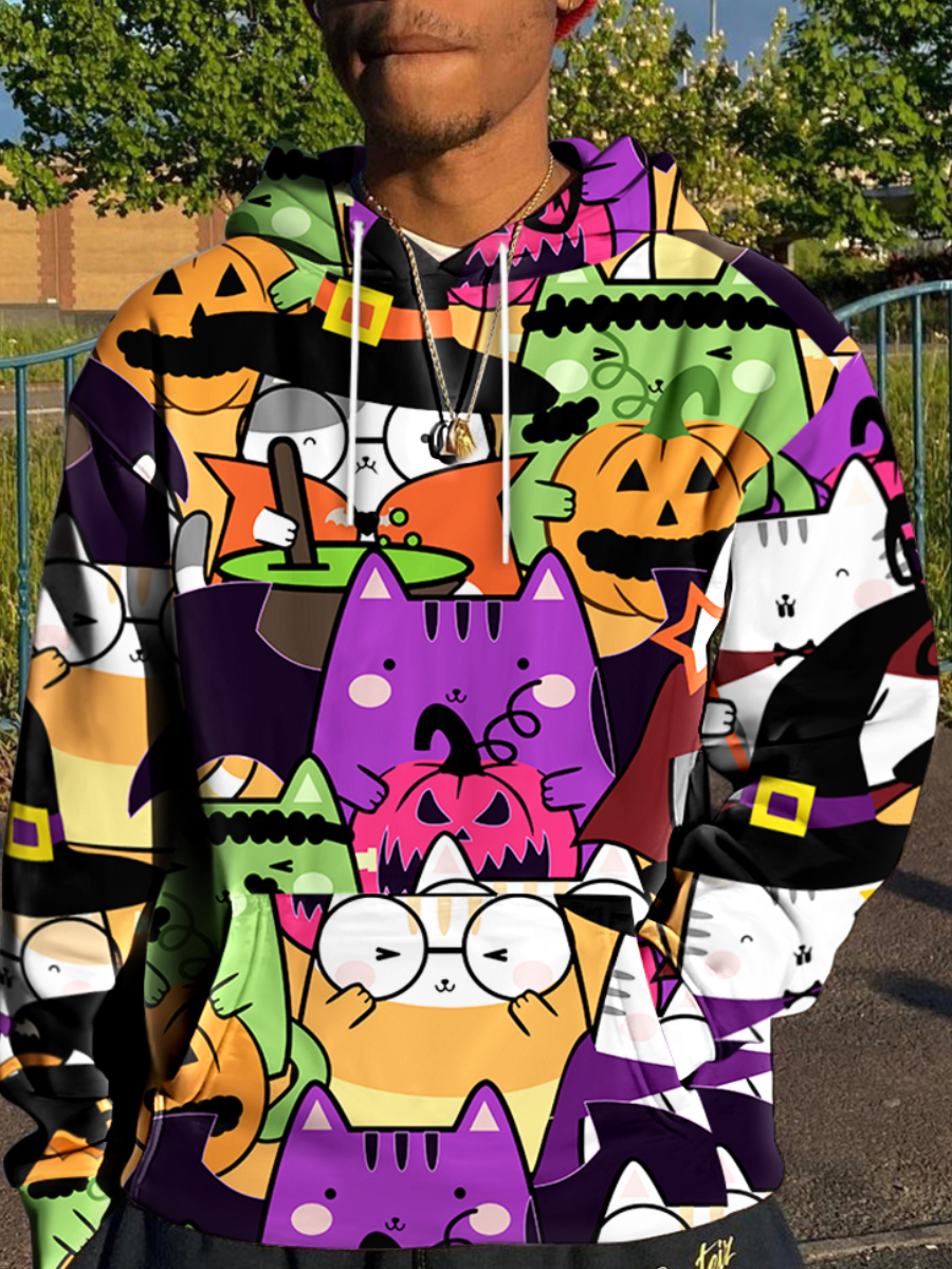 

LW Men Cartoon Print Oversized Hoodie, Multi