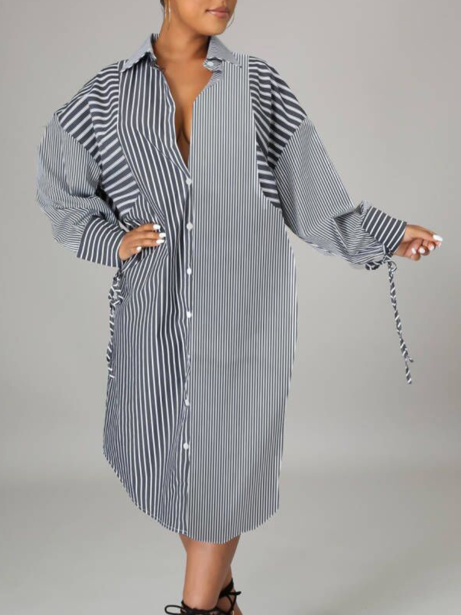 

LW Striped Oversized Shirt Dress, Grey