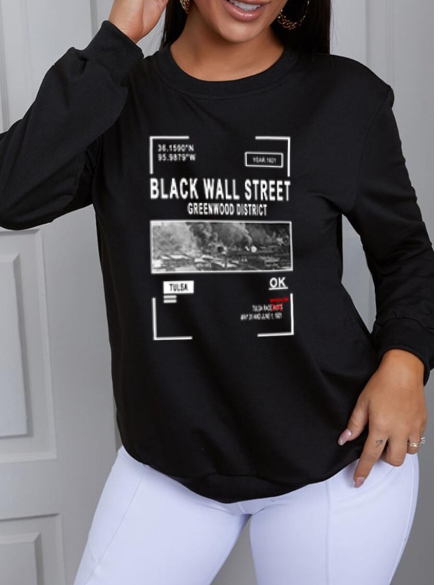 

Lovely Round Neck Letter Print Hoodie, Black