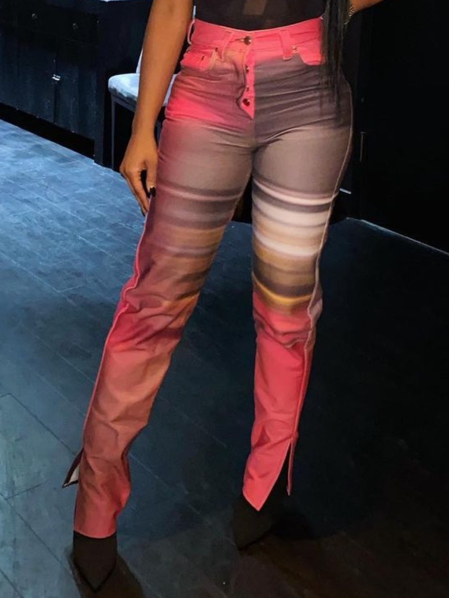 

LW Gradient Slit Pants, Pink
