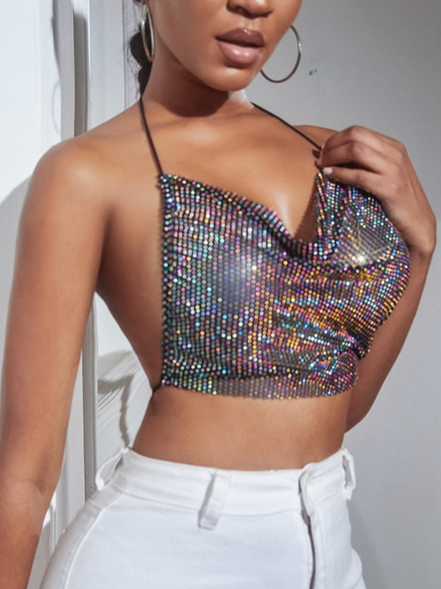 

LW SXY Backless Sequined Camisole, Black