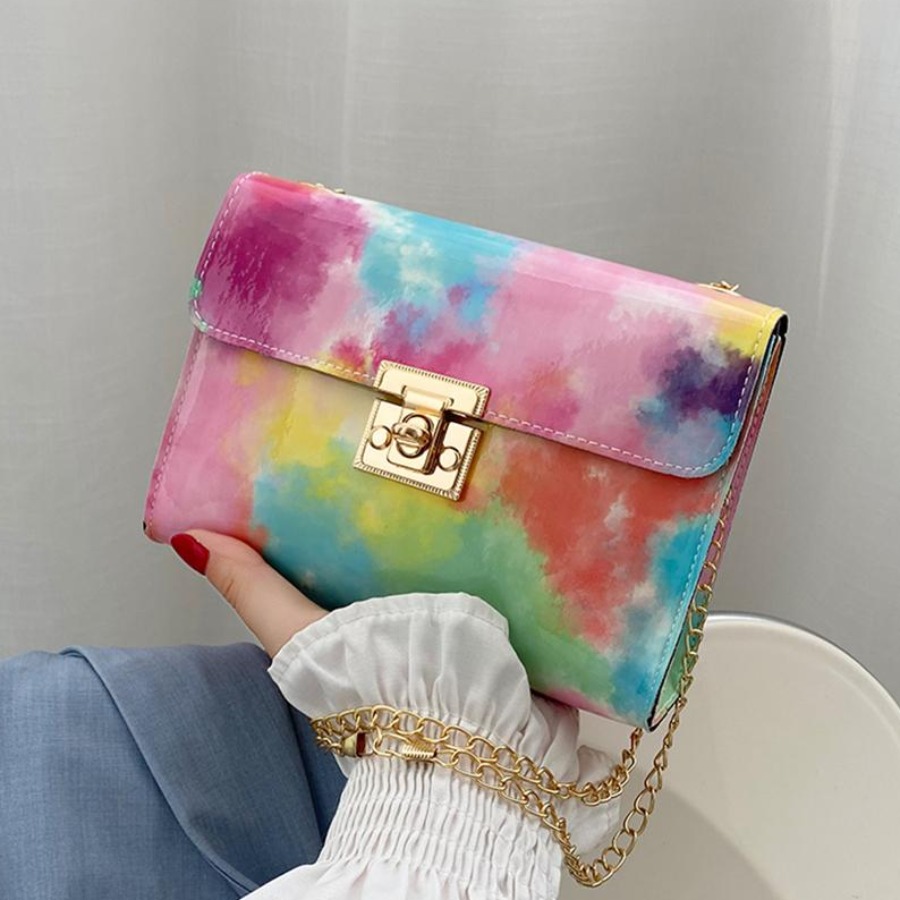 

LW Tie-dye Chain Strap Crossbody Bag, Multicolor