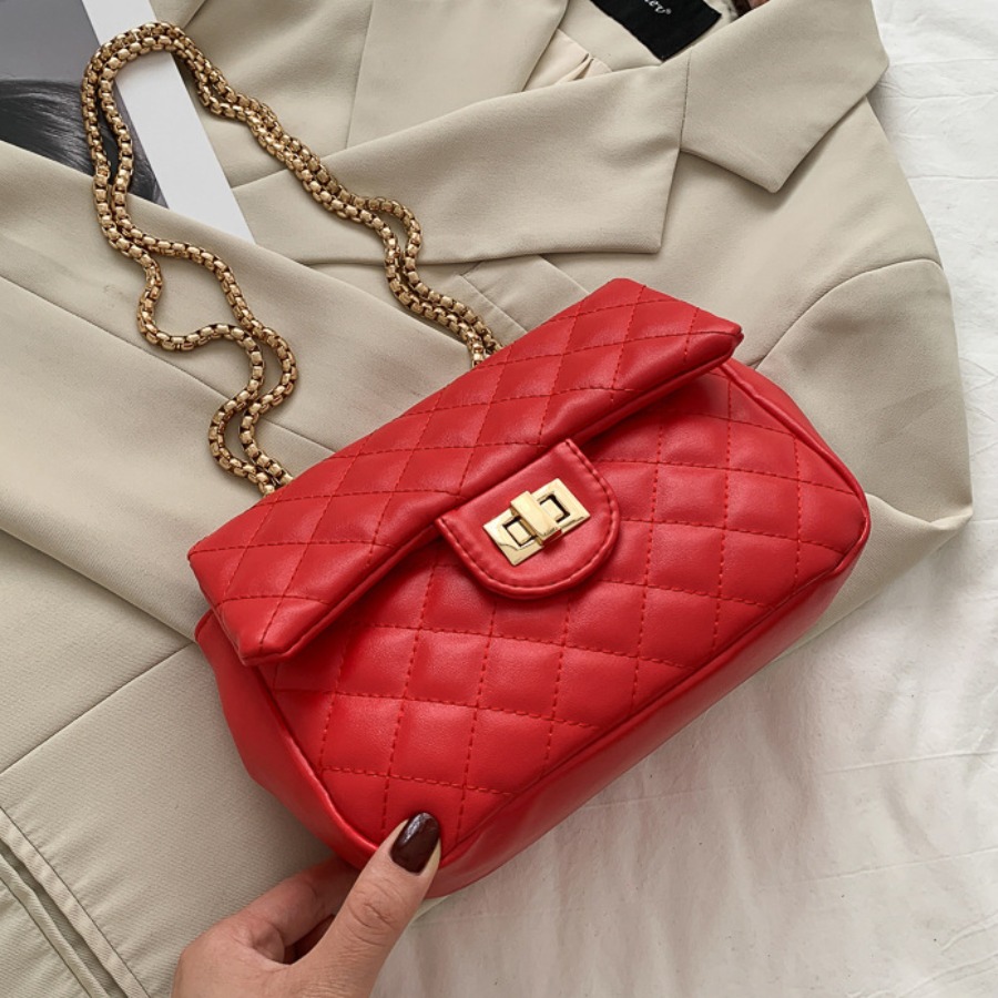 

LW Metallic Lock Crossbody Bag, Red