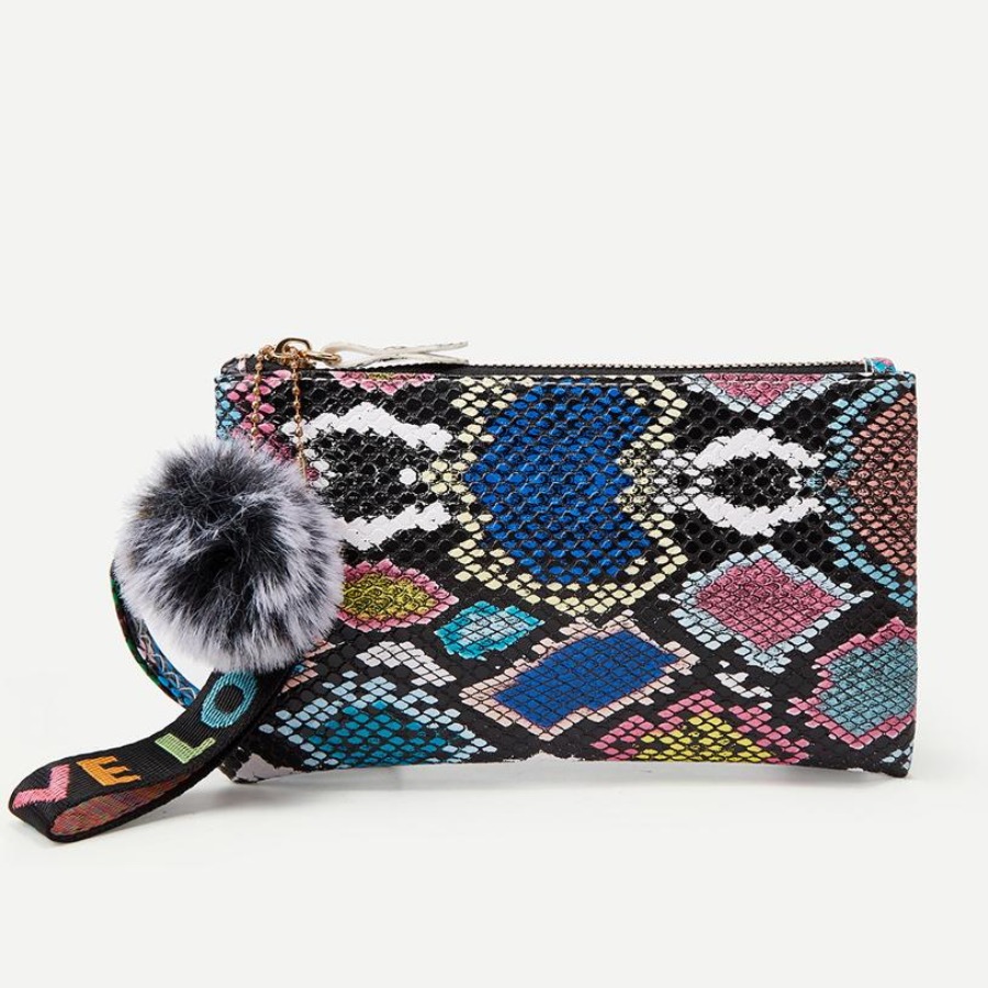 

LW Letter Cobra Print Clutch Bag